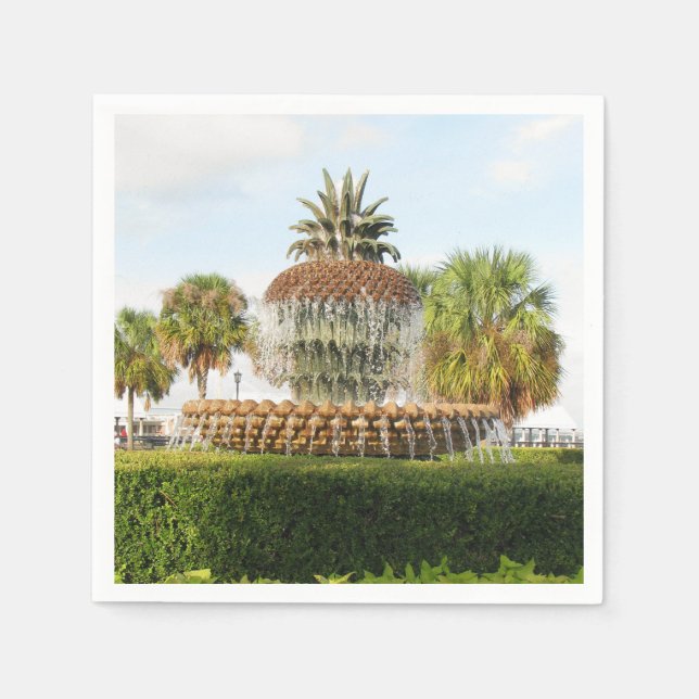 Charleston SC Pineapple Fountain, Waterfront Park Napkin (Front)