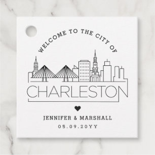 Charleston Skyline   Wedding Welcome Favour Tags