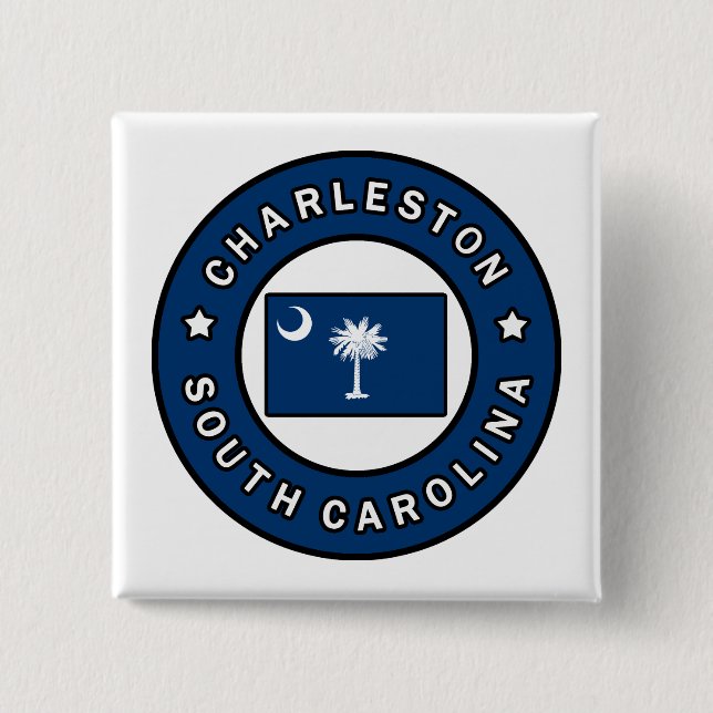 Charleston South Carolina 2 Inch Square Button (Front)