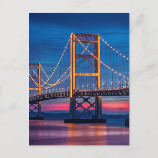 Charleston, South Carolina Bridge at Night Postcard (Front)