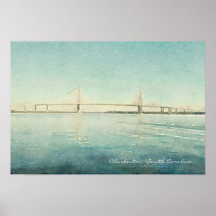 Charleston South Carolina Bridge Watercolor Print