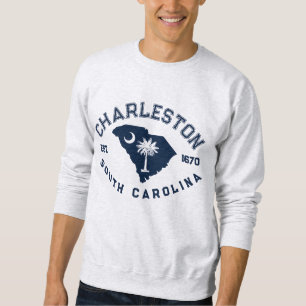 Charleston South Carolina Flag Map Navy Palmetto Sweatshirt