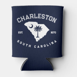 Charleston South Carolina Flag Map Navy Souvenirs Can Cooler