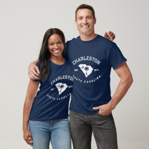 Charleston South Carolina Flag Map Navy Souvenirs T-Shirt