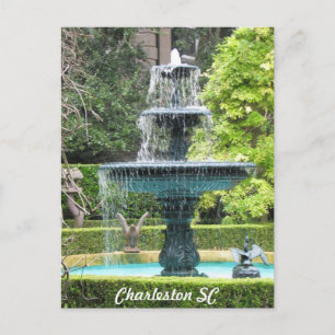 Charleston South Carolina Garden Fountain Postcard