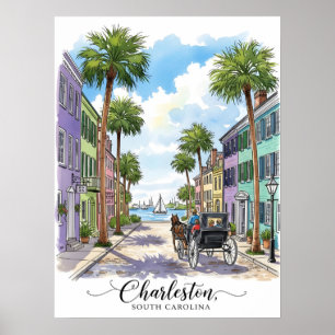 Charleston south Carolina horse drawn carriage Poster