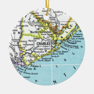 Charleston, South Carolina Map Snowflake Ornament