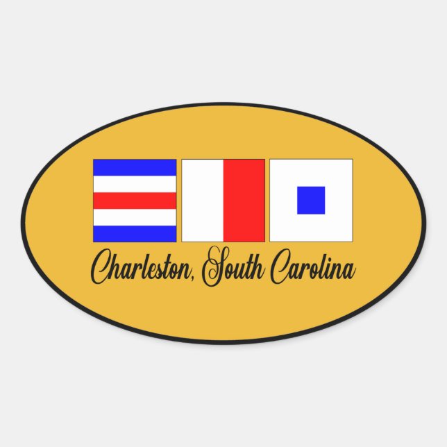 Charleston South Carolina Maritime Signal Flag Oval Sticker (Front)