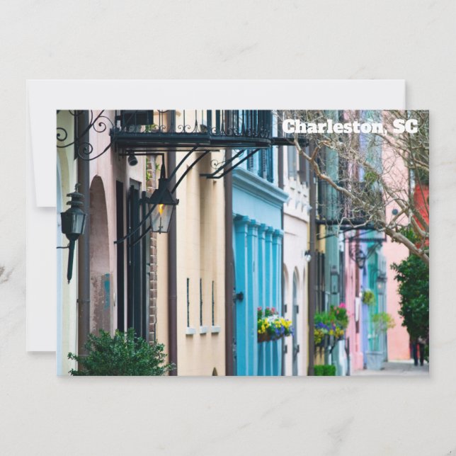 Charleston South Carolina Rainbow Row Flat Card (Front)