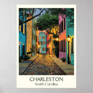 Charleston South Carolina Rainbow Row Poster