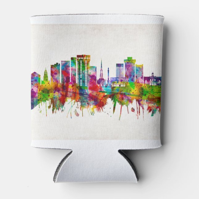 Charleston South Carolina Skyline Can Cooler (Front)