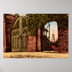 Charleston South Carolina Tradd Street Spire Poster