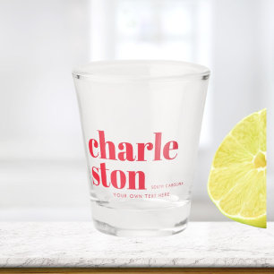 Charleston South Carolina typography Postcard Shot Glass