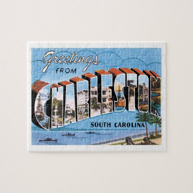 Charleston South Carolina Vintage Travel Jigsaw Puzzle (Horizontal)