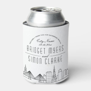 Charleston Stylized Skyline   Wedding Can Cooler