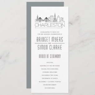 Charleston Stylized Skyline   Wedding Program