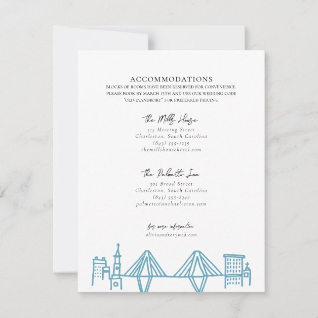 Charleston Toile Border in Blue Accommodations Card (Front)