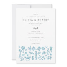 Charleston Toile Border in Blue Engagement Party 