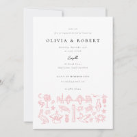 Charleston Toile Border in Pink Engagement Party