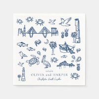 Charleston Toile in Navy Blue Napkin