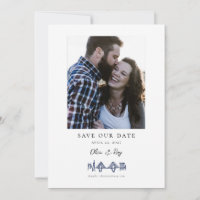 Charleston Toile Skyline Navy Blue Save the Date