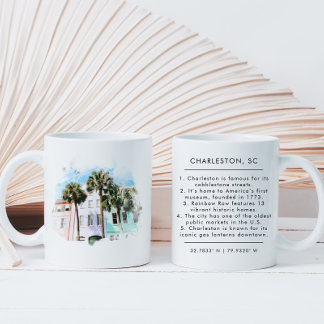 Charleston Watercolor Fun Facts New Home Coffee Mug
