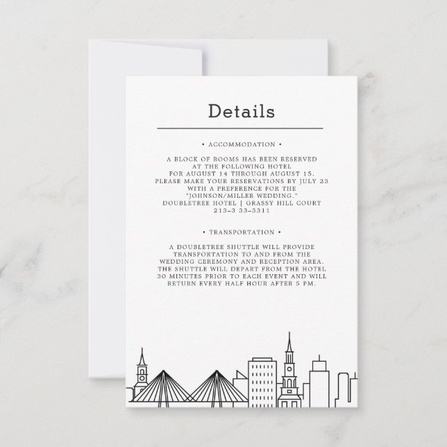 Charleston Wedding | Guest Details Invitation (Front)