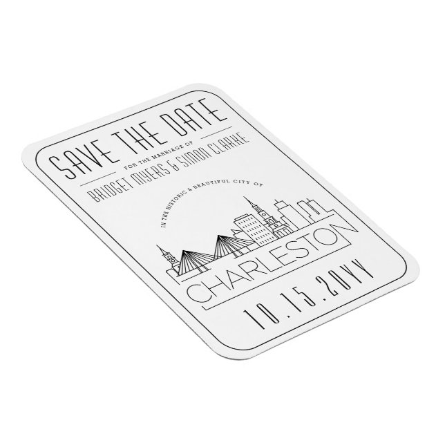 Charleston Wedding Stylized Skyline Save the Date Magnet (Right Side)