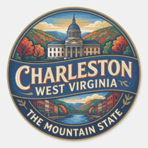 Charleston West Virginia Capital Appalachian Classic Round Sticker