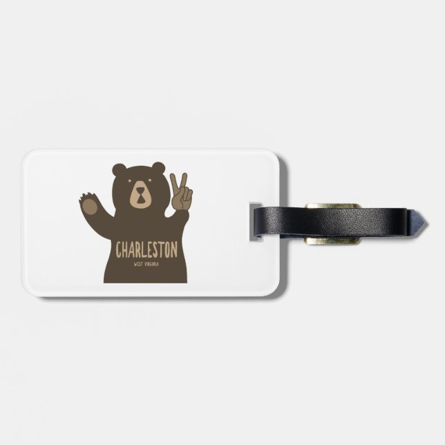 Charleston West Virginia Peace Bear Luggage Tag (Back Horizontal)