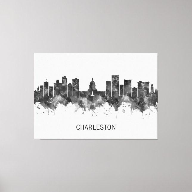 Charleston West Virginia Skyline BW Canvas Print (Front)
