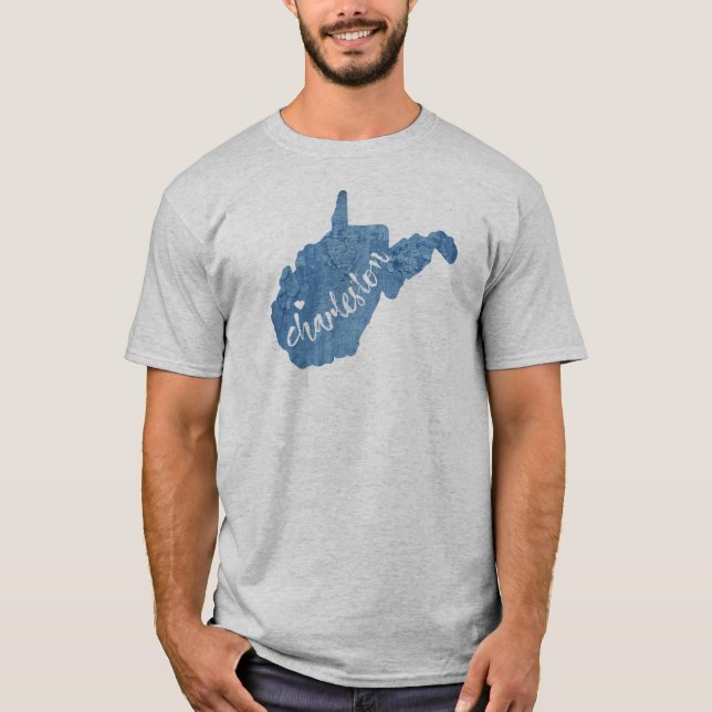 Charleston West Virginia Wood Grain T-Shirt (Front)