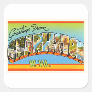 Charleston West Virginia WV Old Vintage Postcard- Square Sticker