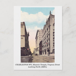 Charleston WV 1920s Masonic Temple Virginia Street Postcard