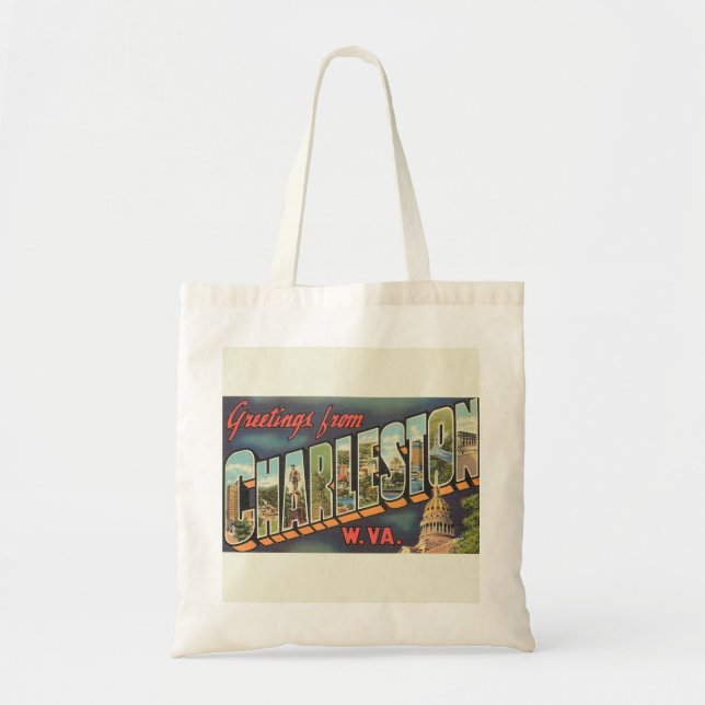 Charleston WV Large Letter Greeting Vintage  Tote Bag (Front)