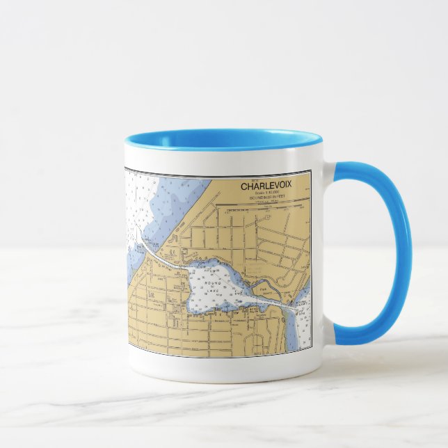 Charlevoix, MI Nautical Harbour Chart Mug (Right)