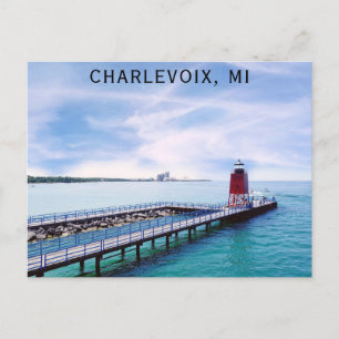 Charlevoix Michigan Lighthouse Travel Postcard