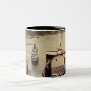 Charlevoix, Michigan, Showing River and Harbour Two-Tone Coffee Mug