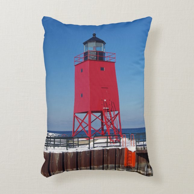 Charlevoix Pierhead Light accent pillow (Front(Vertical))