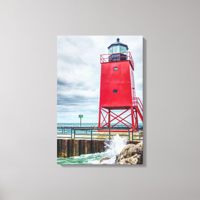 Charlevoix South Pierhead Lighthouse Canvas Print (Front)