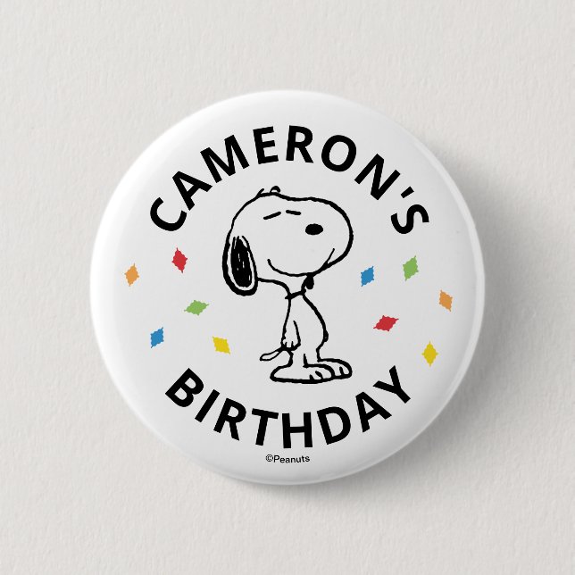 Charlie Brown and Gang Confetti Birthday 2 Inch Round Button (Front)