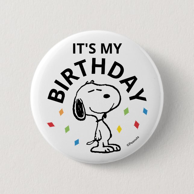 Charlie Brown and Gang Confetti Birthday 2 Inch Round Button (Front)