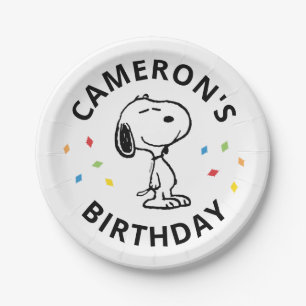 Charlie Brown and Gang Confetti Birthday Paper Plate