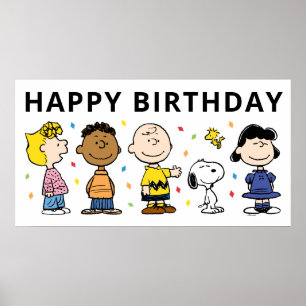 Charlie Brown and Gang Confetti Birthday Poster