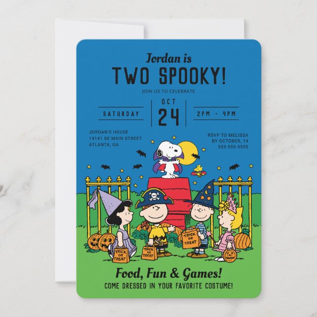 Charlie Brown and Gang Halloween 2nd Birthday Invitation (Front)