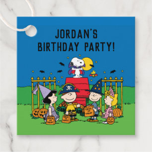 Charlie Brown and Gang Halloween Birthday Party Favour Tags
