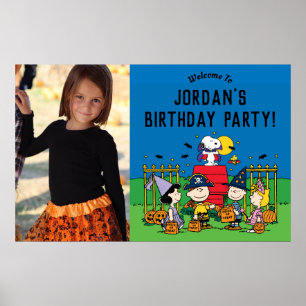 Charlie Brown and Gang Halloween Birthday Party Poster
