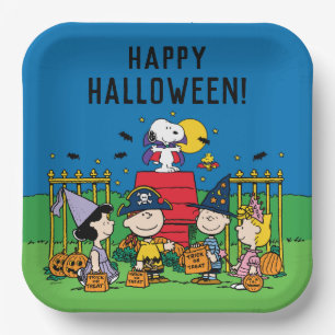 Charlie Brown and Gang Halloween Party Paper Plate