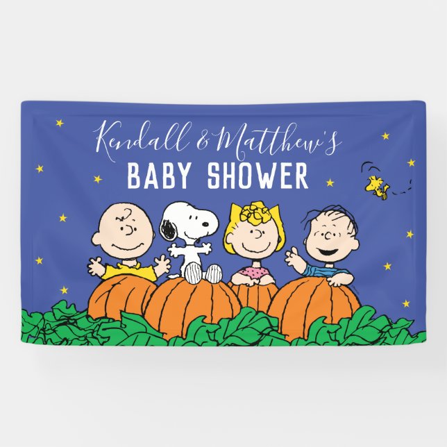 Charlie Brown and Gang Pumpkin Baby Shower Banner (Horizontal)