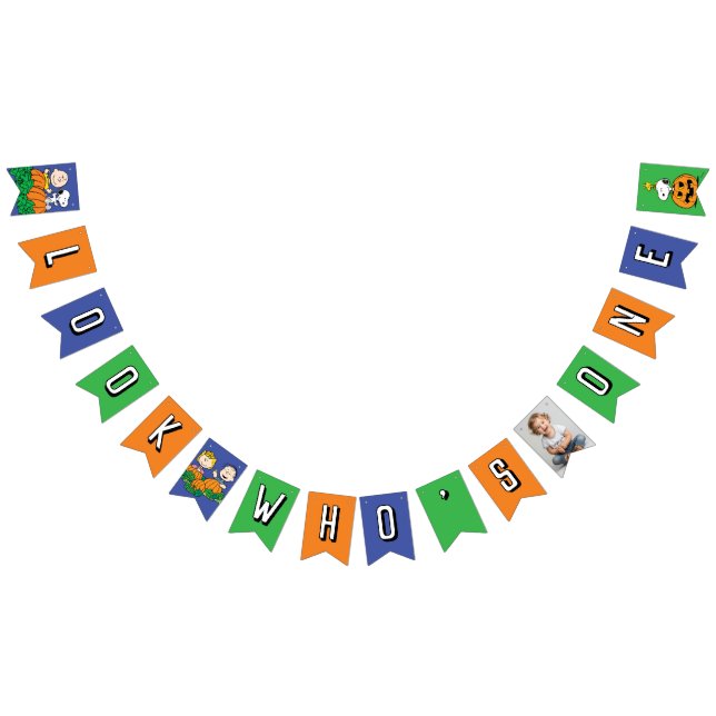 Charlie Brown and Gang Pumpkin First Birthday Bunting Flags (All)